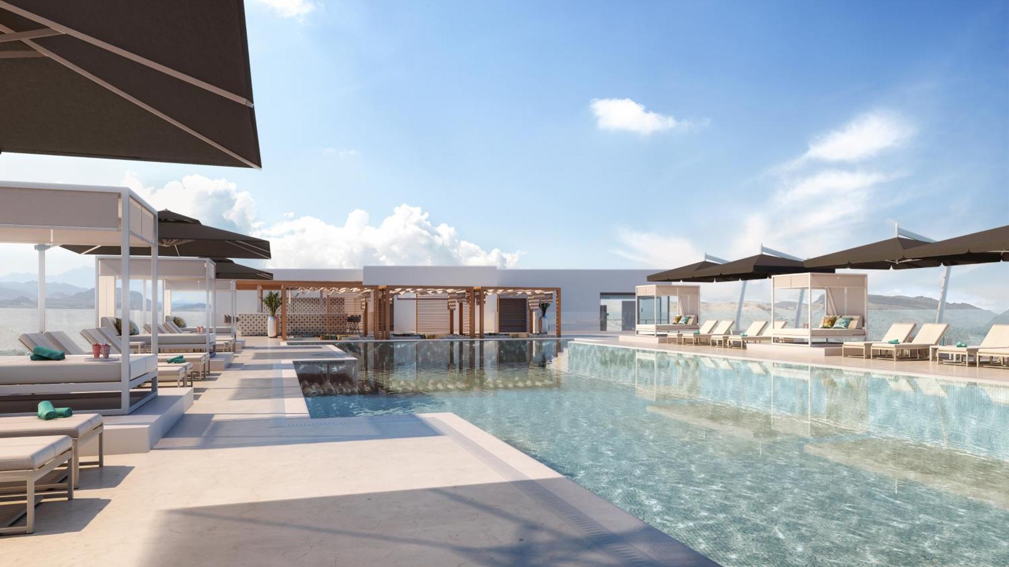 Moevenpick Hotel & Apartments Ghala Maskat Zewnętrze zdjęcie The rooftop pool at the hotel